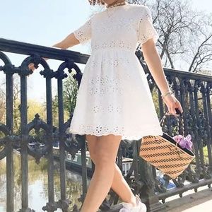 Urban Threads Tall borderie mini dress in white